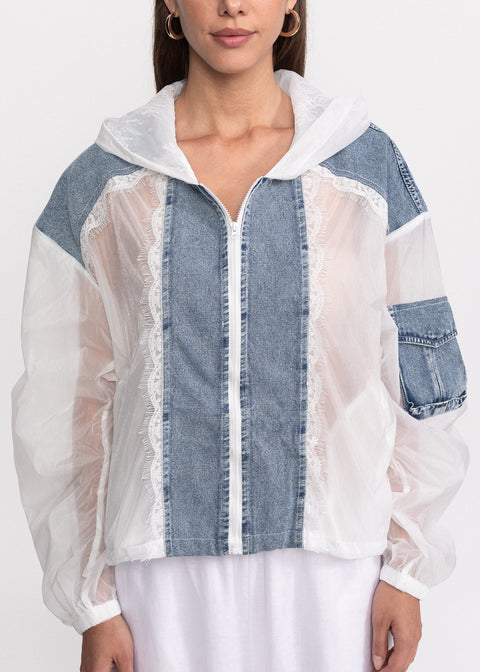 Jacheta subtire de vara cu insertii din denim
