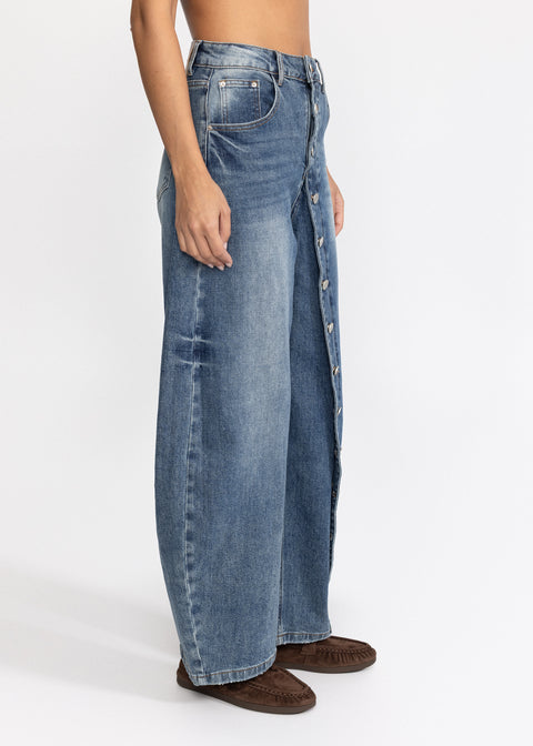 Blugi din denimn cu capse