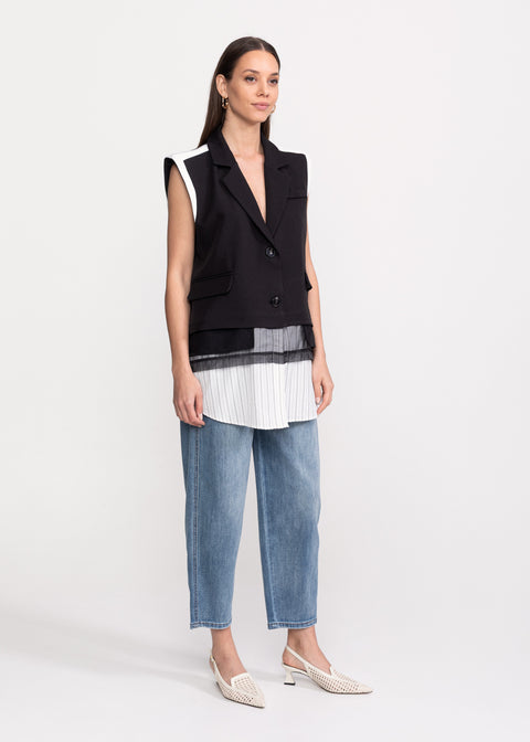 Oversized Vest with Pleated Inserts