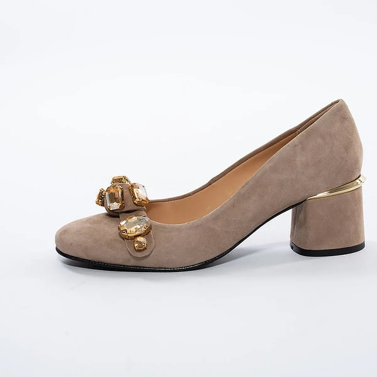 Pantofi cu toc și aplicații decorative