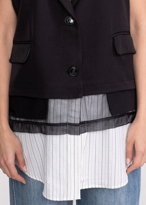 Oversized Vest with Pleated Inserts