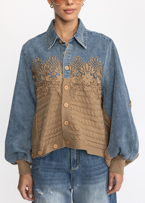 Camasa Denim si Tricot