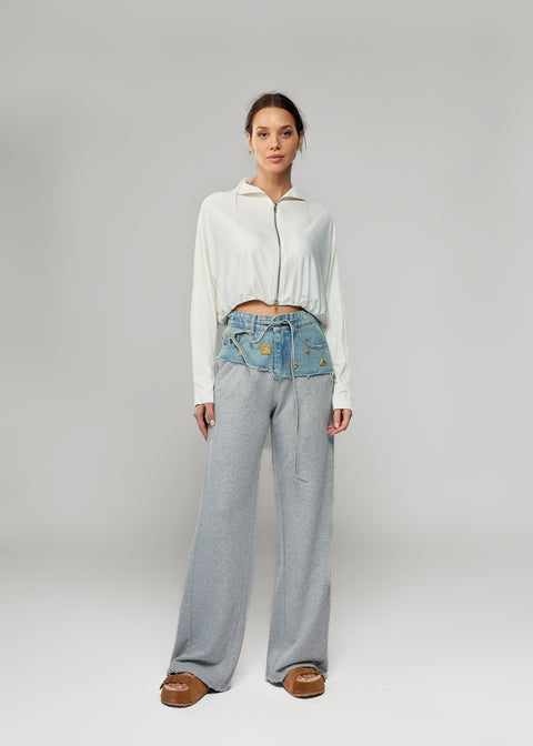 Cotton Pants with Denim Inserts