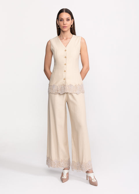 Linen Set with Embroidered Details