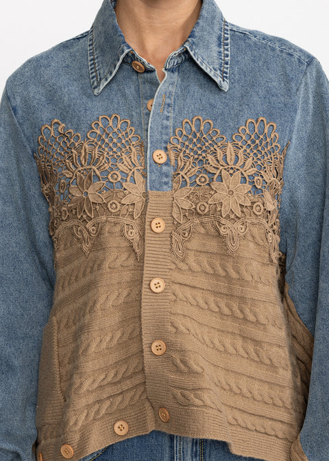 Camasa Denim si Tricot