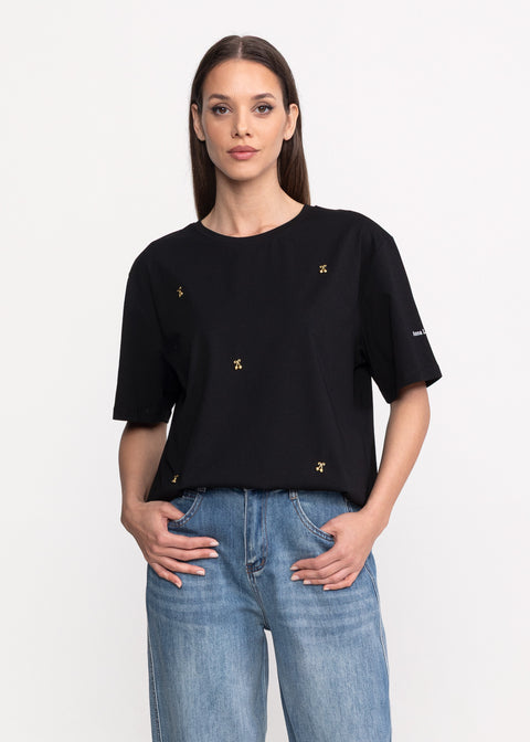 Tricou cu aplicatii in forma de cirese