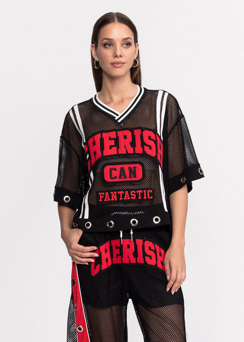 Pantaloni Cherish din plasa si inele metalice