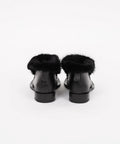 Ghete din piele naturală birfurate cu vison accesoriu auriu