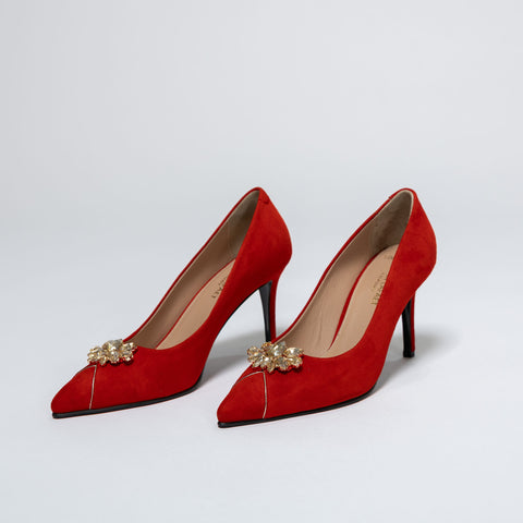 Stiletto Pumps with Decorative Brooch