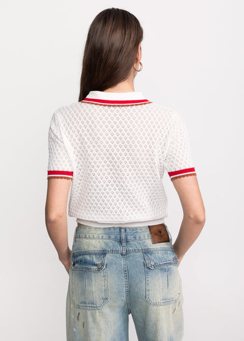 Open-Knit Top with Contrast Details