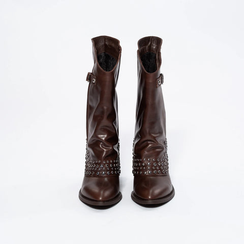 Cizme Western Rock-Chic din Piele Naturală