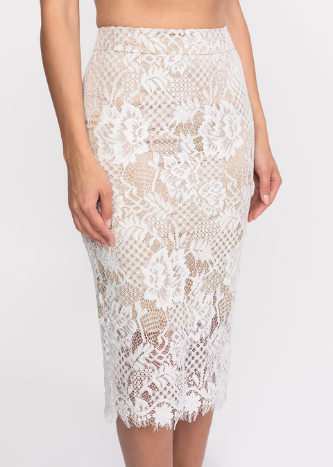 Fusta eleganta din dantela Chantily