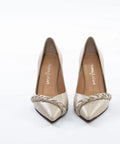 Pantofi Stiletto Elegance Bej cu Detaliu Împletit