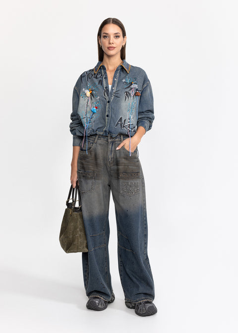 Camasa Denim cu aplicatii artistice 4