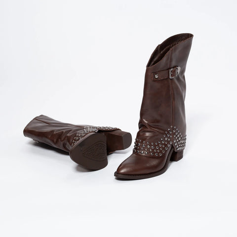 Cizme Western Rock-Chic din Piele Naturală