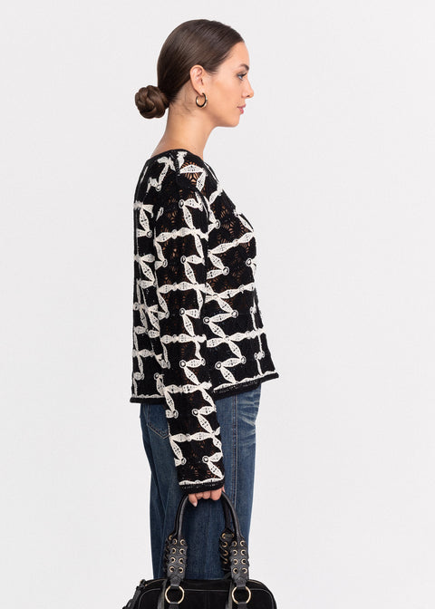 Bluza tricotata cu model geometric 62002