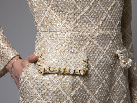 Square Neck Dress with Pearls