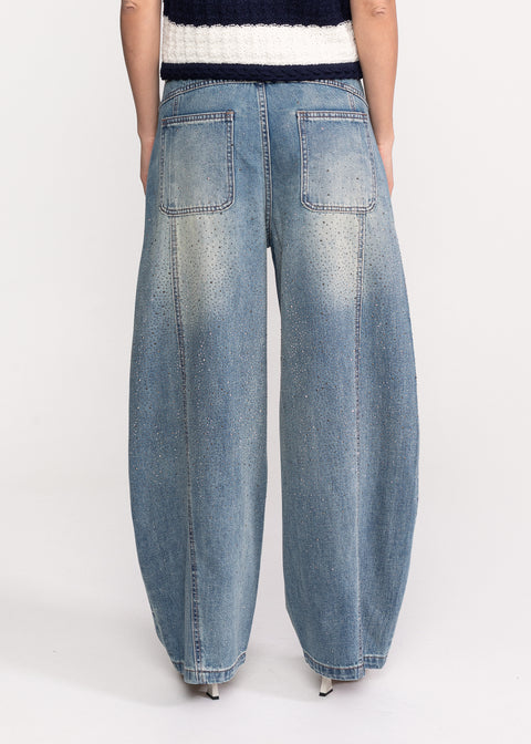 Mid-Rise Jeans with Crystal Embellishments