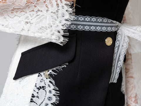 Elegant Embroidered Lace Suit Set