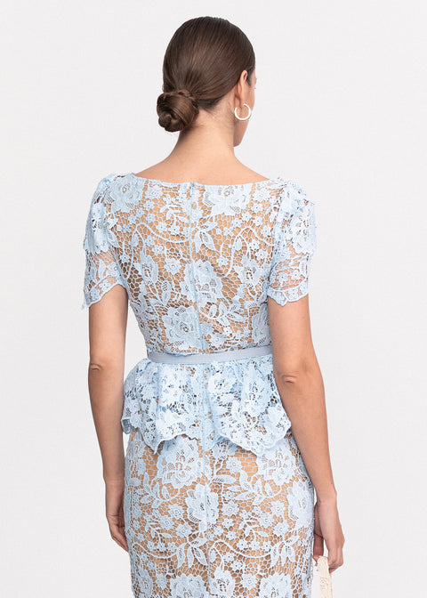 Rochie Midi din dantela cu volane stil peplum