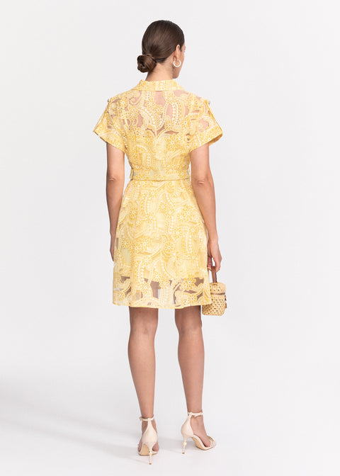 Rochie Scurta cu croiala evazata si centura decorativa