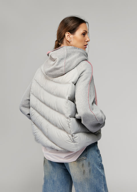 Quilted Jacket with Down Filling and Fabric Hood