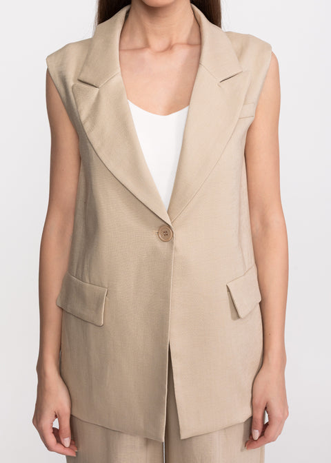 Linen Set with Vest and Wide-Leg Trousers