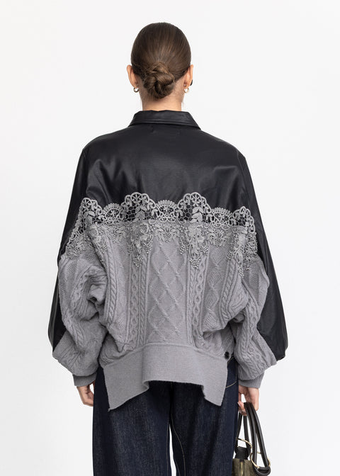 Geaca din Ecopiele si Tricot