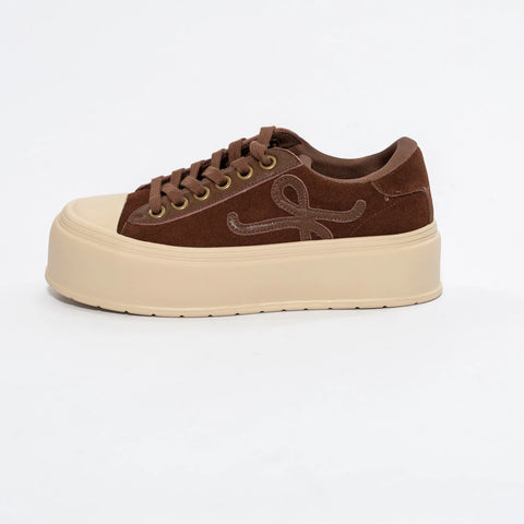 Pantofi sport cu platformă – piele naturală întoarsă