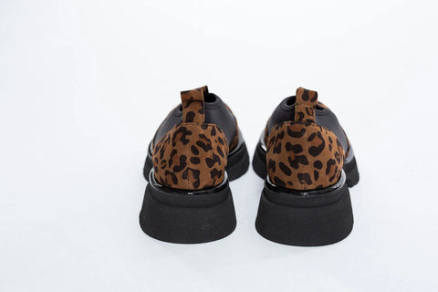 Pantofi Loafers din piele intoarsa leopardata