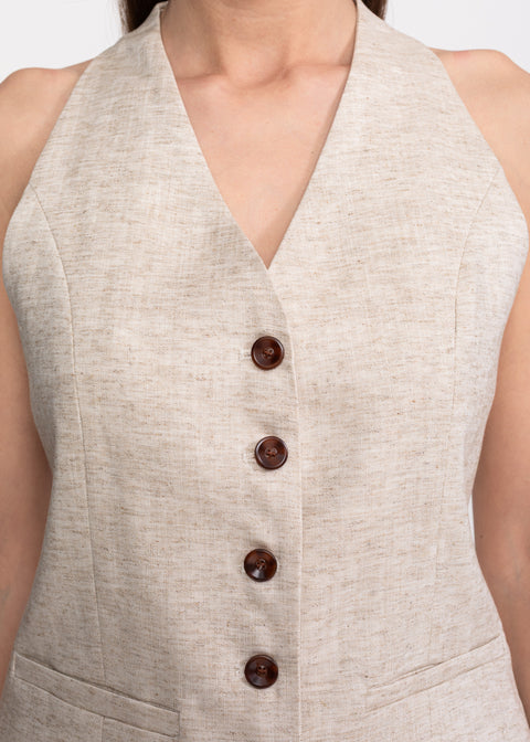 Linen Set with Vest and Maxi Skirt