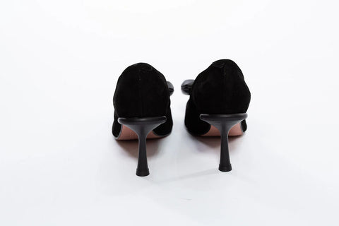 Pantofi stiletto negri cu fundă elegantă - Annalafaet