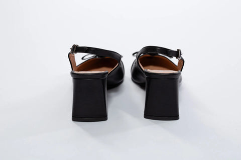 Pantofi eleganți negri cu fundiță și vârf ascuțit – toc 6 cm AnnaLaFaet