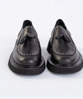 Loafers din piele cu ciucur si detalii  metalice