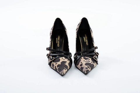 Pantofi Stiletto Animal Print cu Catarame