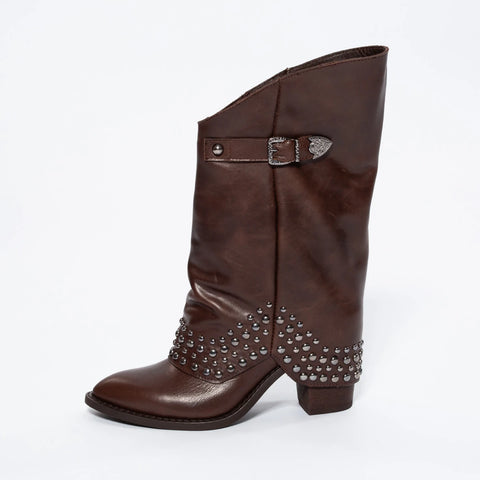 Cizme Western Rock-Chic din Piele Naturală
