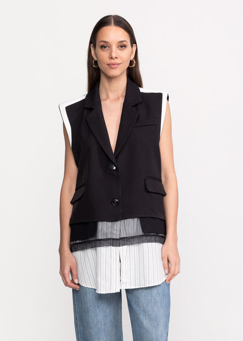 Oversized Vest with Pleated Inserts