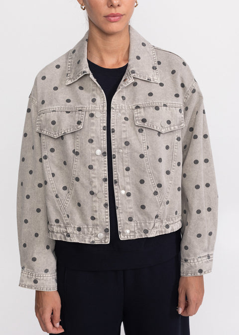 Geaca denim cu imprimeu buline 68777