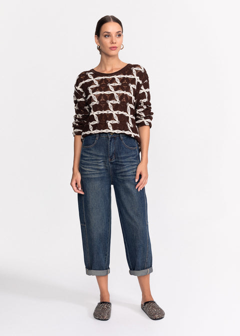 Bluza tricotata cu model geometric 62002