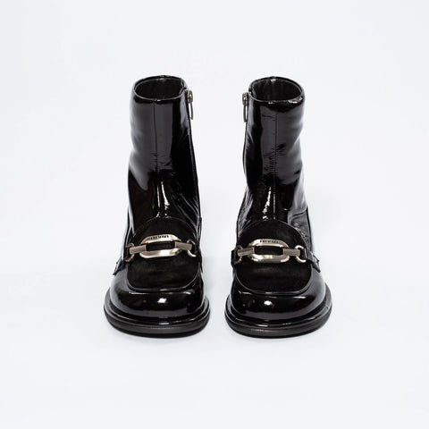 Botine Statement din Piele Naturală Lăcuită și Păr de Ponei