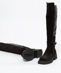 Cizme Over-the-Knee din Piele Mixtă (Întoarsă și Netedă)