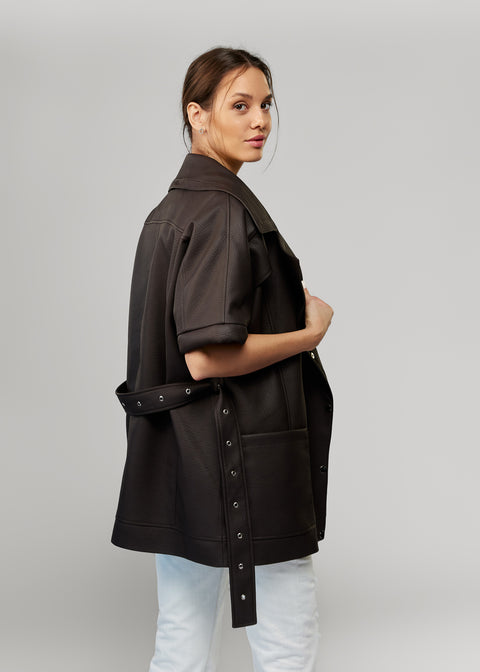 Leather Vest-Style Jacket