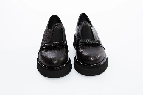 Pantofi loafers negri cu platformă discretă - Annalafaet