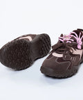Adidași din Piele Naturală Întoarsă Maron cu Pink - Eleganță și Confort
