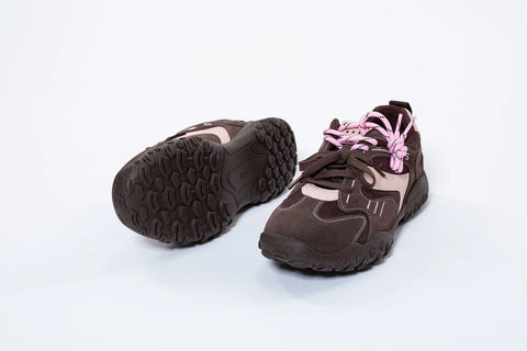 Adidași din Piele Naturală Întoarsă Maron cu Pink - Eleganță și Confort