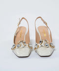 Pantofi damă ivoar din piele lăcuită cu accesorii din cristal – Stil și rafinament la fiecare pas