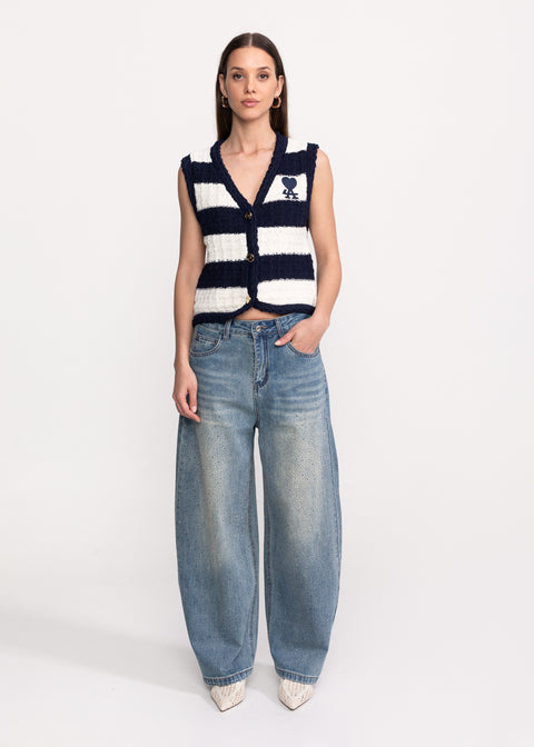 Mid-Rise Jeans with Crystal Embellishments