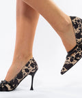 Pantofi Stiletto Animal Print cu Catarame
