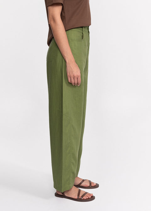Pantaloni din material usor cu talie inalta