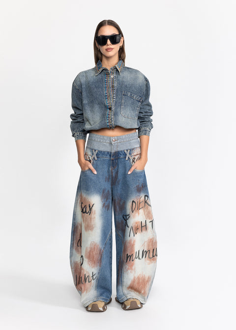 Denim shirt with contrast stitching 3